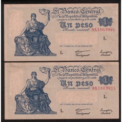 B1836 1 Peso Ley 12.962 1949 Numeros Correlativos