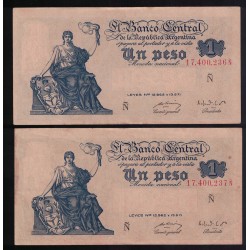 B1843 1 Peso Leyes 12.962 y 13.571 1952 Numeros Correlativos