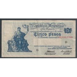 B1853 5 Pesos Ley 12.155 1945