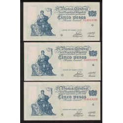 B1867 5 Pesos Leyes 12.962 y 13.571 1955 Numeros Correlativos