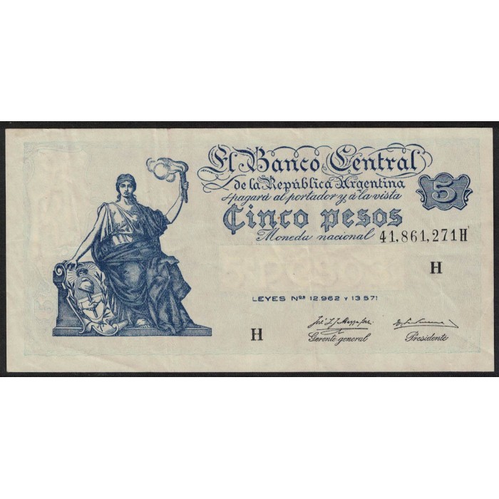 B1872 5 Pesos Leyes 12.962 y 13.571 1957