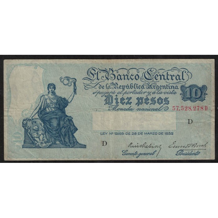 B1881 10 Pesos Ley 12.155 1939