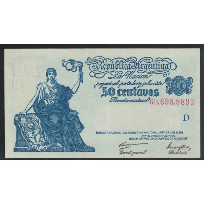 B1807 50 Centavos Ley 12.155 1947 UNC