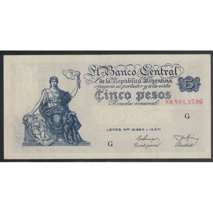 B1868 5 Pesos Leyes 12.962 y 13.571 1955
