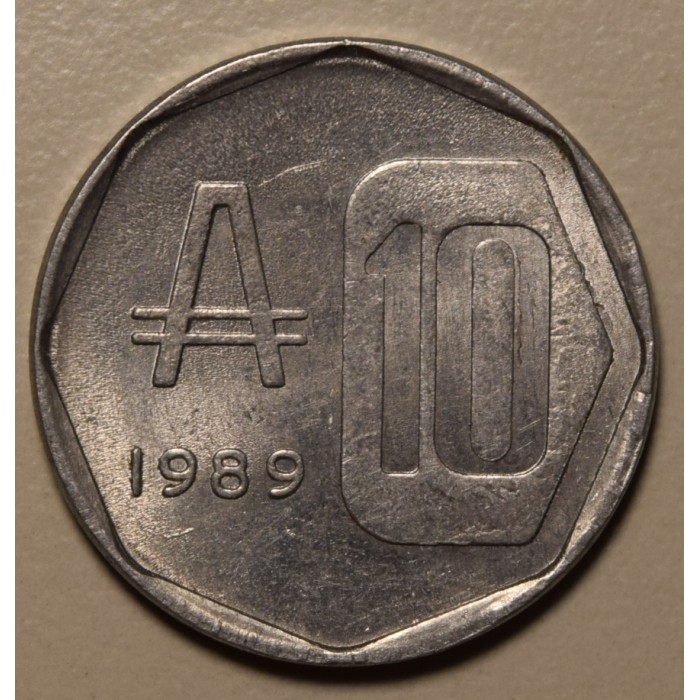 Argentina 10 Australes 1989 CJ:378.2 Reverso Medalla