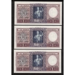 B1912 1 Peso Leyes 12.962 y 13.571 1954 Numeros Correlativos UNC