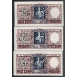 B1913 1 Peso Leyes 12.962 y 13.571 1954 Numeros Correlativos