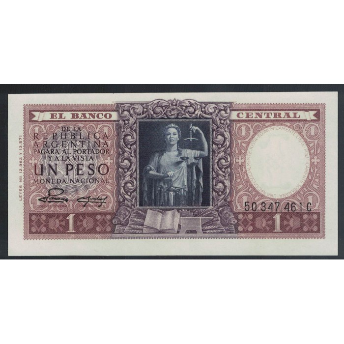 B1914 1 Peso Leyes 12.962 y 13.571 1955 UNC