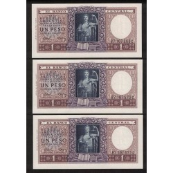 B1915a 1 Peso Leyes 12.962 y 13.571 1956 Numeros Correlativos