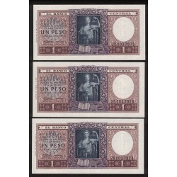 B1917 1 Peso Leyes 12.962 y 13.571 1956 Numeros Correlativos
