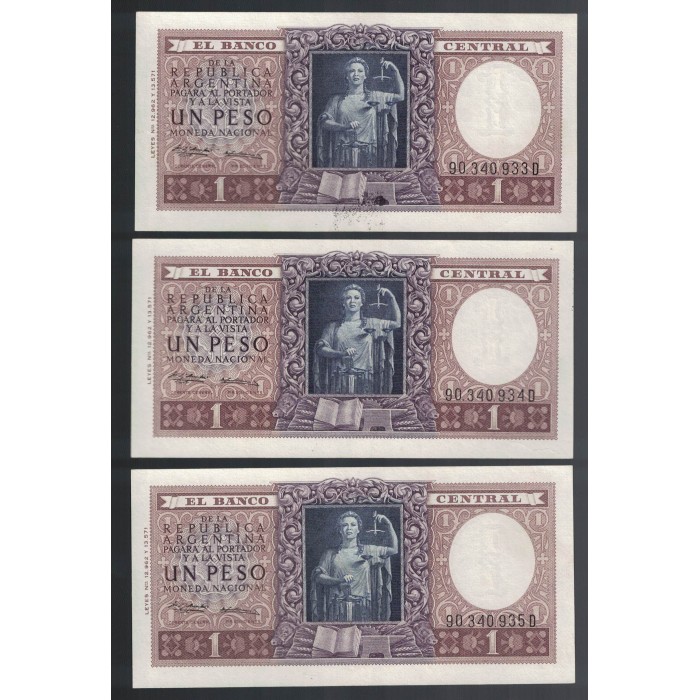 B1918 1 Peso Leyes 12.962 y 13.571 1957 Numeros Corridos