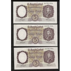 B1919 5 Pesos 1960 Numeros Correlativos UNC