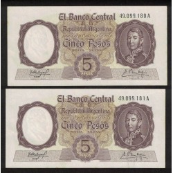 B1924 5 Pesos 1961 Numeros Correlativos