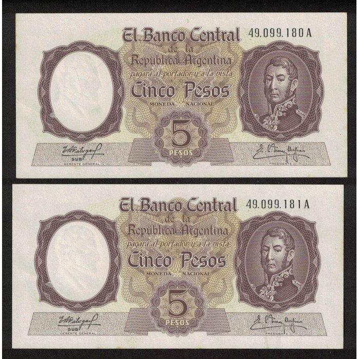 B1924 5 Pesos 1961 Numeros Correlativos