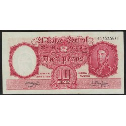 B1969 10 Pesos Leyes 12.962 y 13.571 1960 Filigrana B