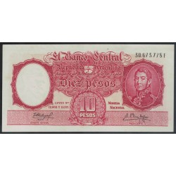 B1969a 10 Pesos Leyes 12.962 y 13.571 1960 Filigrana C UNC
