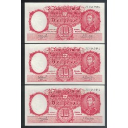 B1972 10 Pesos Leyes 12.962 y 13.571 1962 Numeros Correlativos UNC