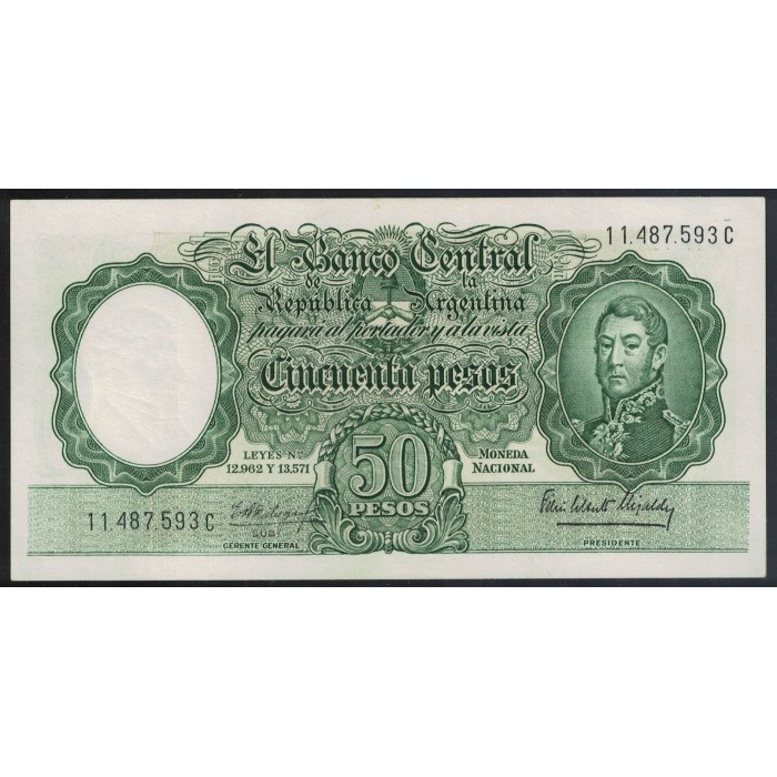 B2013 50 Pesos Leyes 12.962 y 13.571 1963 UNC