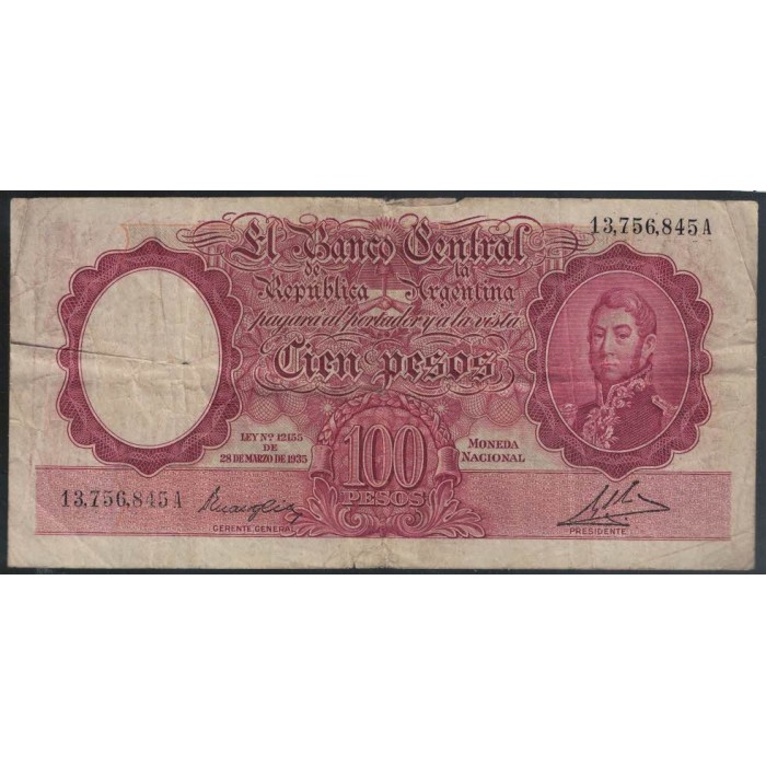 B2034 100 Pesos Ley 12155 1947