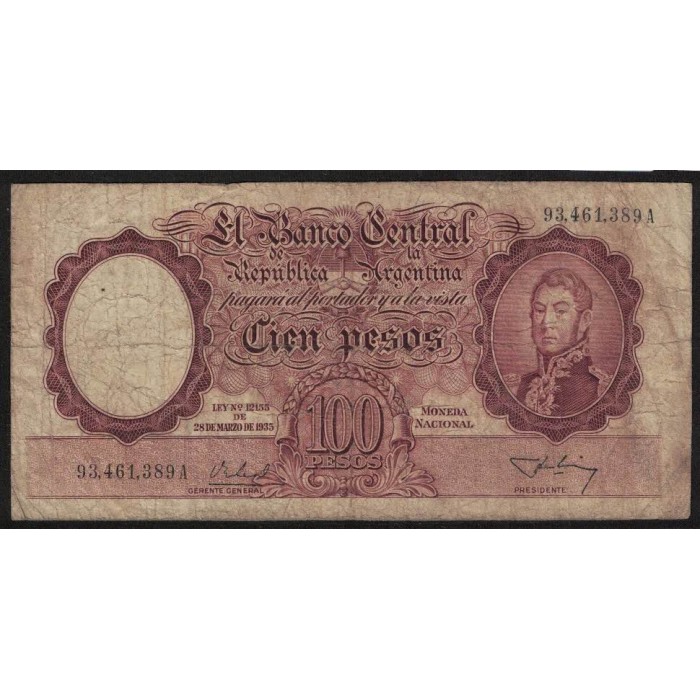 B2046 100 Pesos Ley 12155 1955