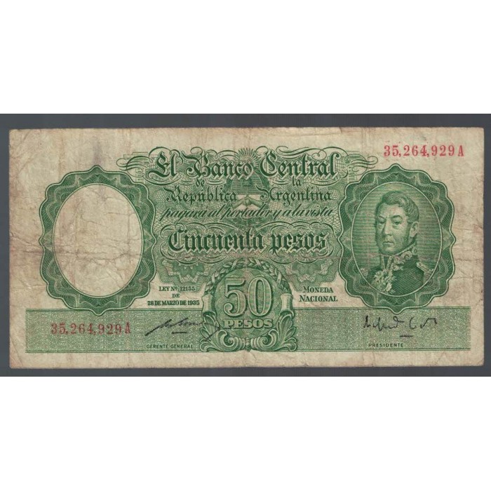 B1987 50 Pesos Ley 12155 1952