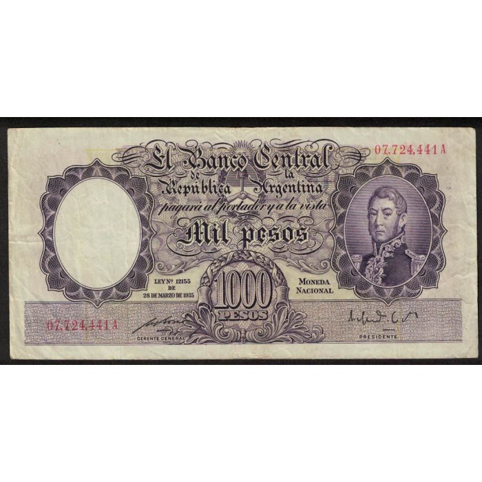 B2133 1000 Pesos Ley 12155 1952