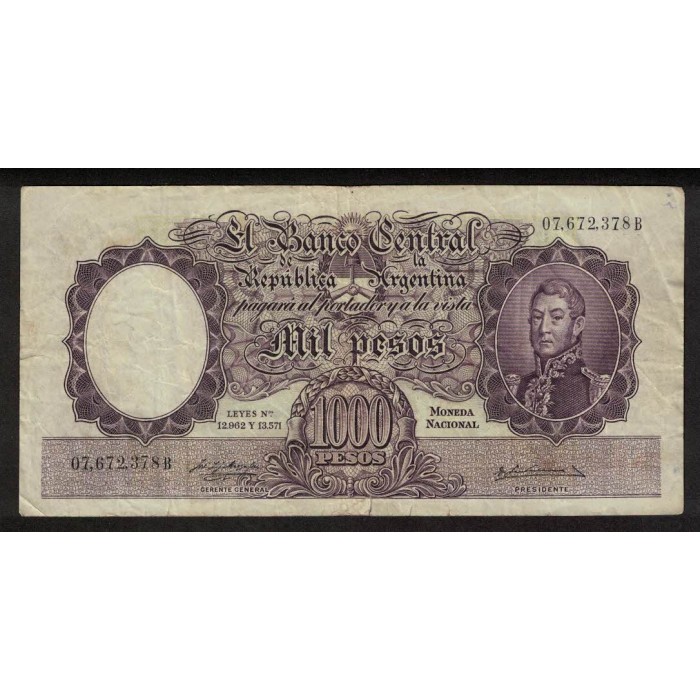B2141 1000 Pesos Leyes 12.962 y 13.571 1957
