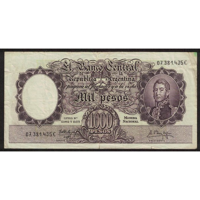 B2153 1000 Pesos Leyes 12.962 y 13.571 1961