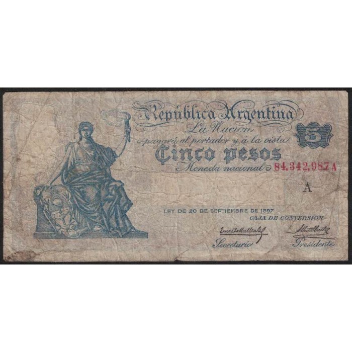 B1589 5 Pesos 1925 Caja de Conversion