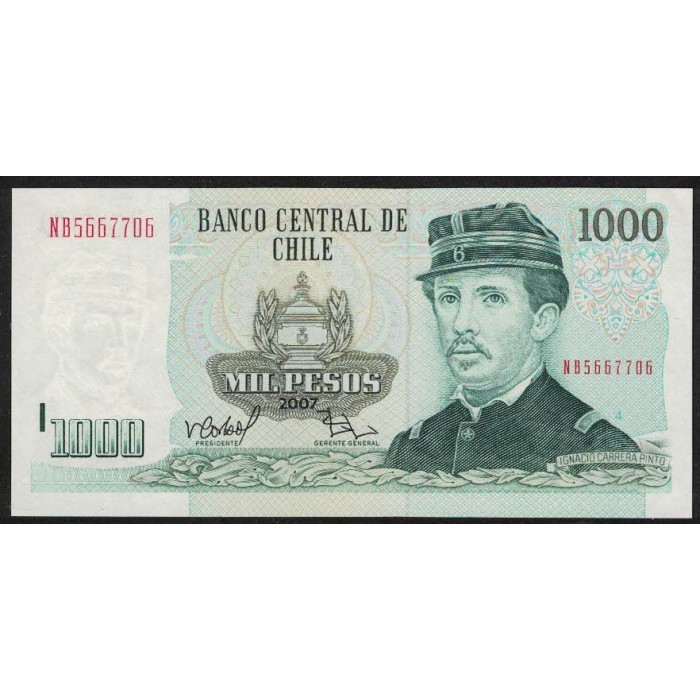 Chile P154g 1000 Pesos 2007 UNC