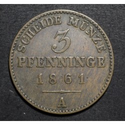 Alemania Prusia 3 Pfenning 1861A KM482