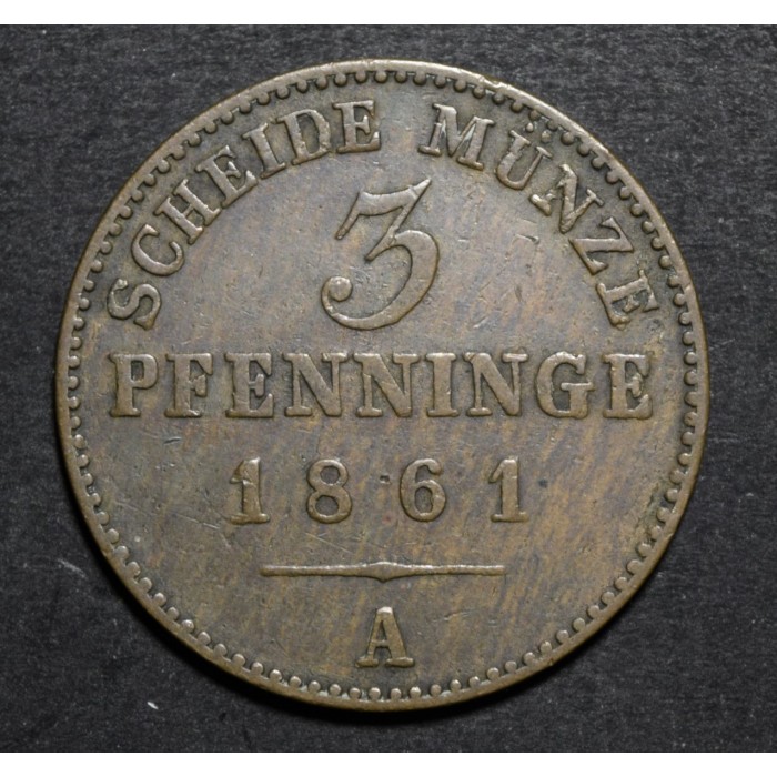 Alemania Prusia 3 Pfenning 1861A KM482