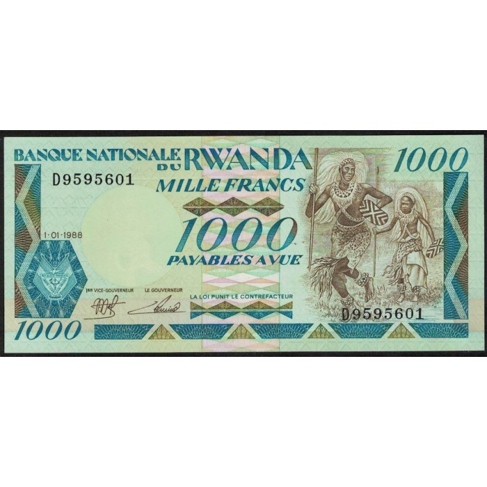 Ruanda P21a 1000 Francos 1988 UNC