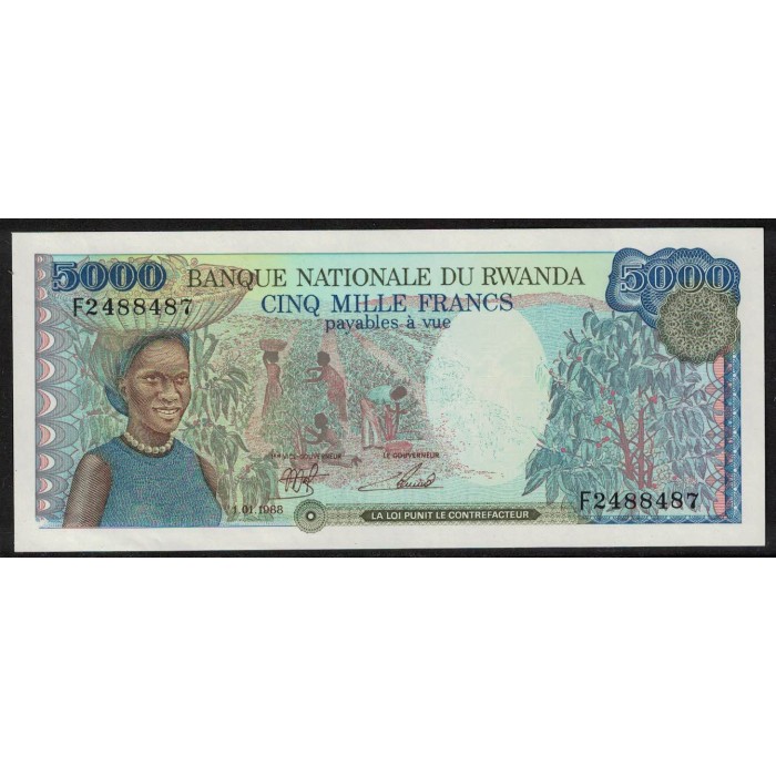 Ruanda P22a 5000 Francos 1988 UNC