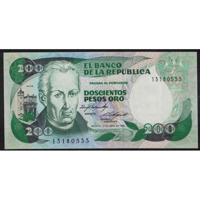 Colombia P429b 200 Pesos Oro 1985 UNC