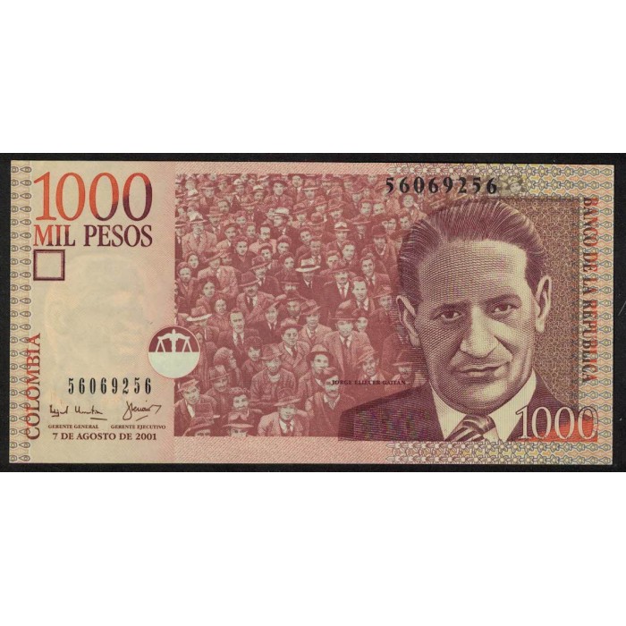 Colombia P450a 1000 Pesos Oro 2001 UNC