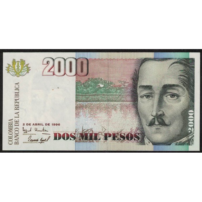 Colombia P445a 2000 Pesos 1996 UNC