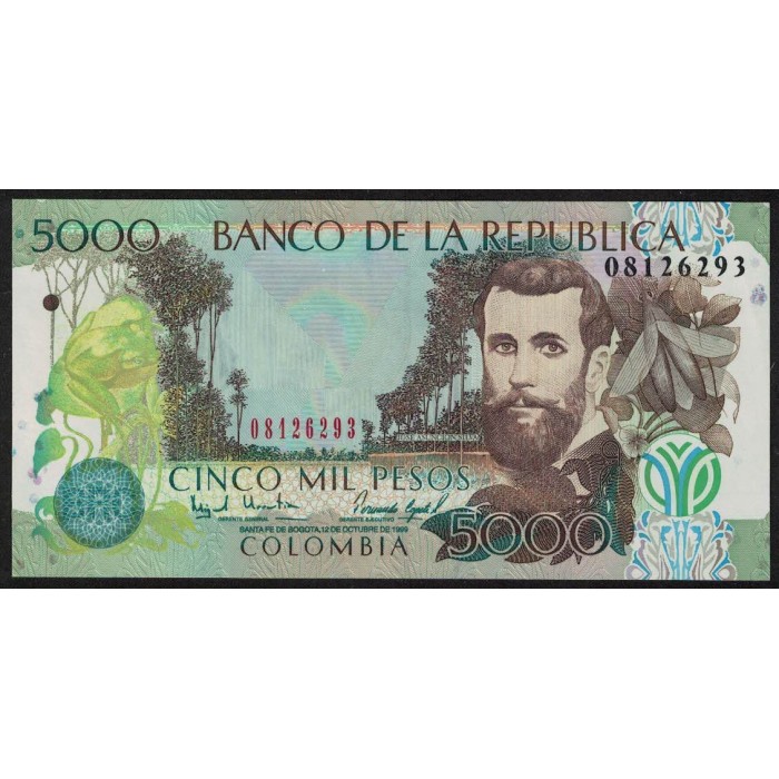 Colombia P447d 5000 Pesos 1999 UNC