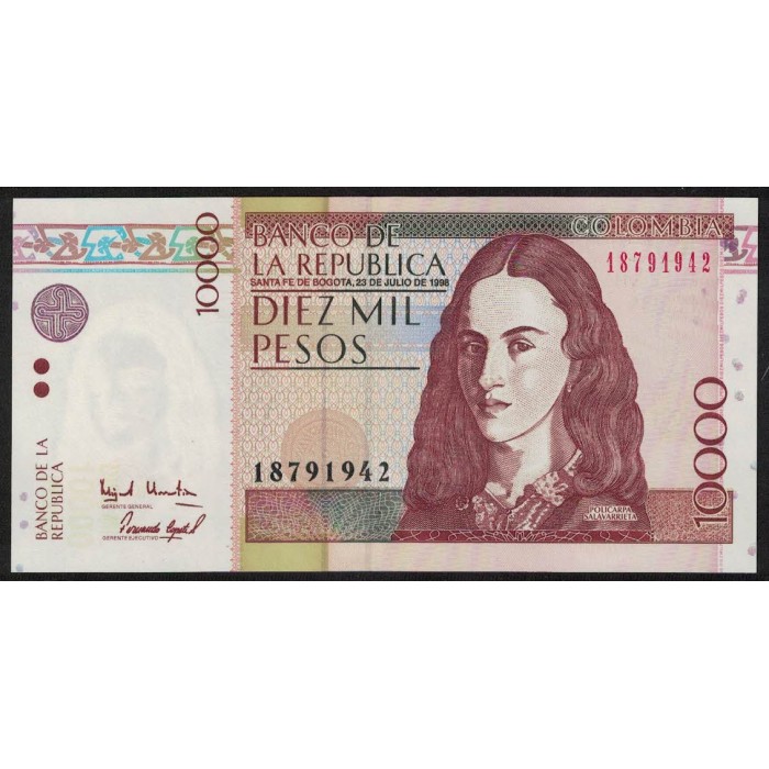Colombia P443a 10000 Pesos 1998 UNC