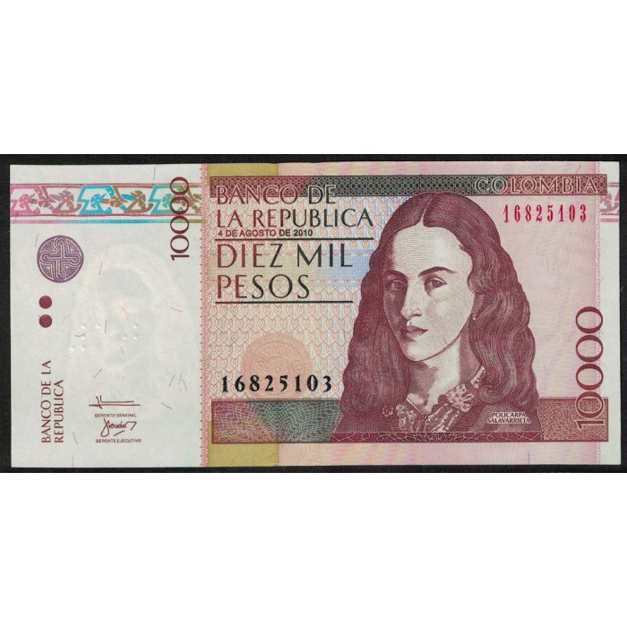 Colombia P453n 10000 Pesos 2010 UNC