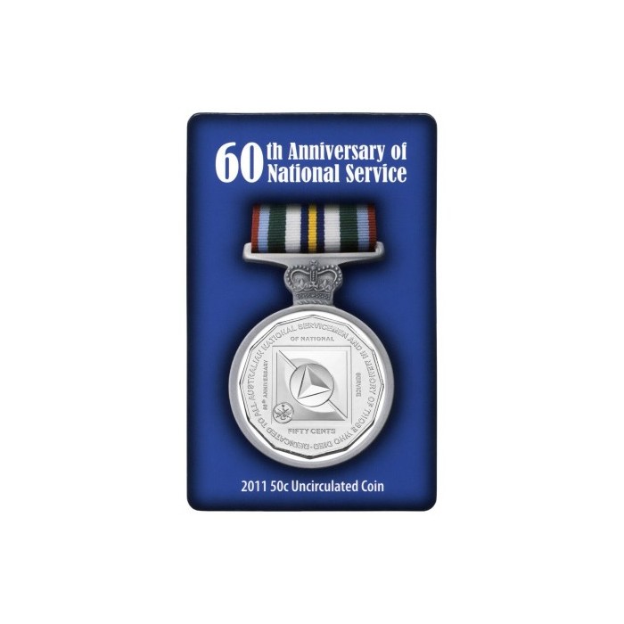Australia Blister 50 Centavos 2011 "60 Aniversario del Servicio Nacional" Cupro Nickel UNC