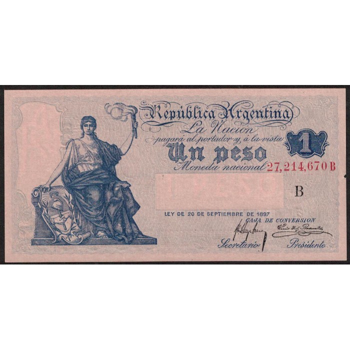 B1542 1 Peso Caja de Conversion B 1915 UNC