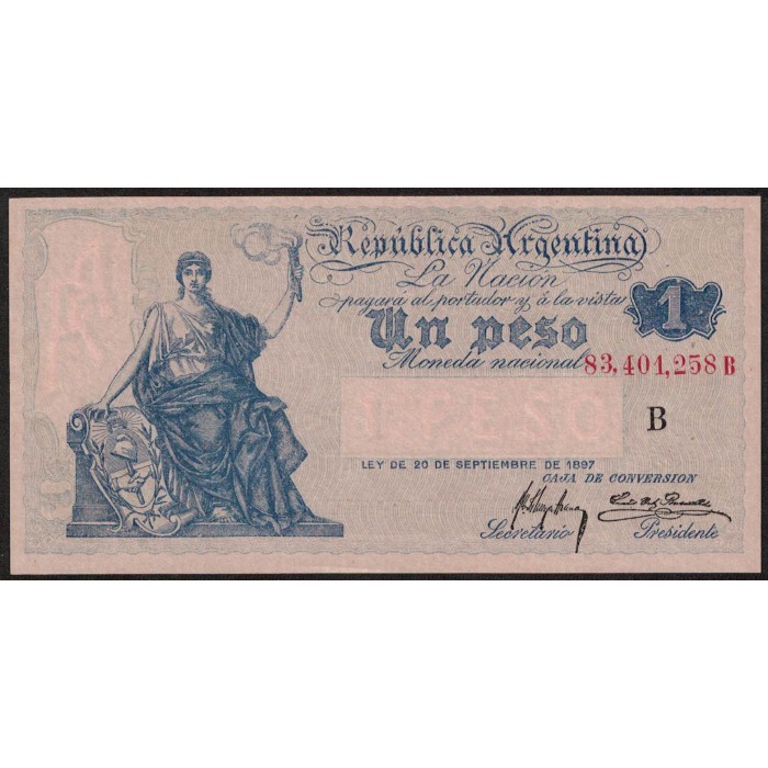 B1546 1 Peso Caja de Conversion B 1919 UNC