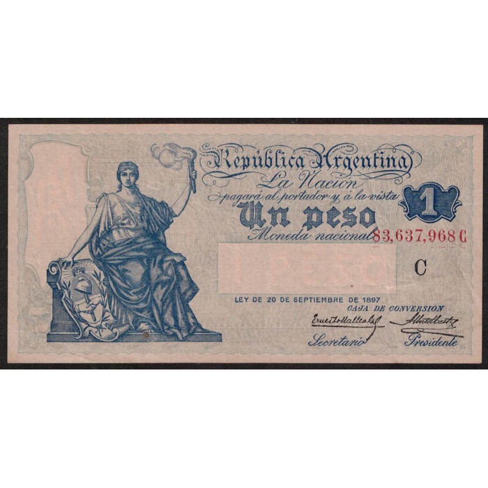 B1555 1 Peso Caja de Conversion C 1925