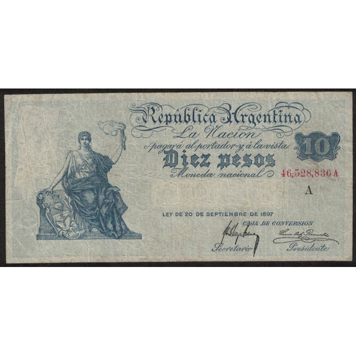 B1613 10 Pesos Caja de Conversion A 1916