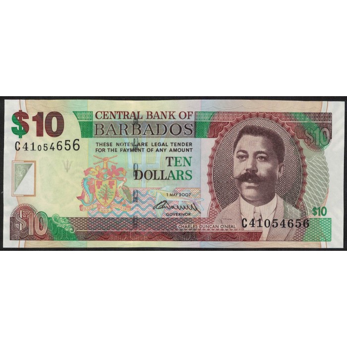Barbados P68 10 Dolares 2007 UNC