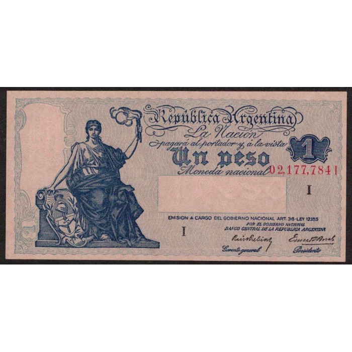 B1820 1 Peso Progreso Ley 12.155 I 1940 UNC