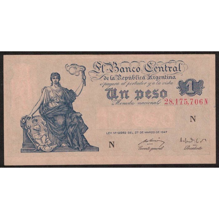 B1841 1 Peso Progreso Ley 12.962 N 1951 UNC