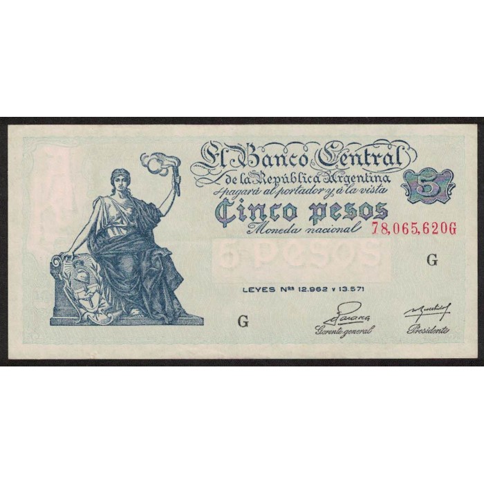 B1866 5 Pesos Progreso Leyes 12.962 y 13.571 G 1954