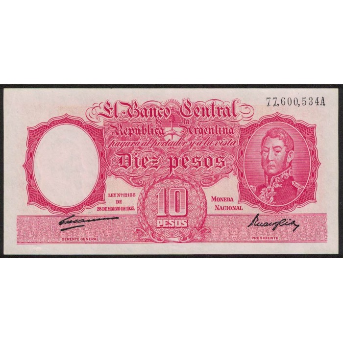 B1936 10 Pesos Ley 12.155 A 1948